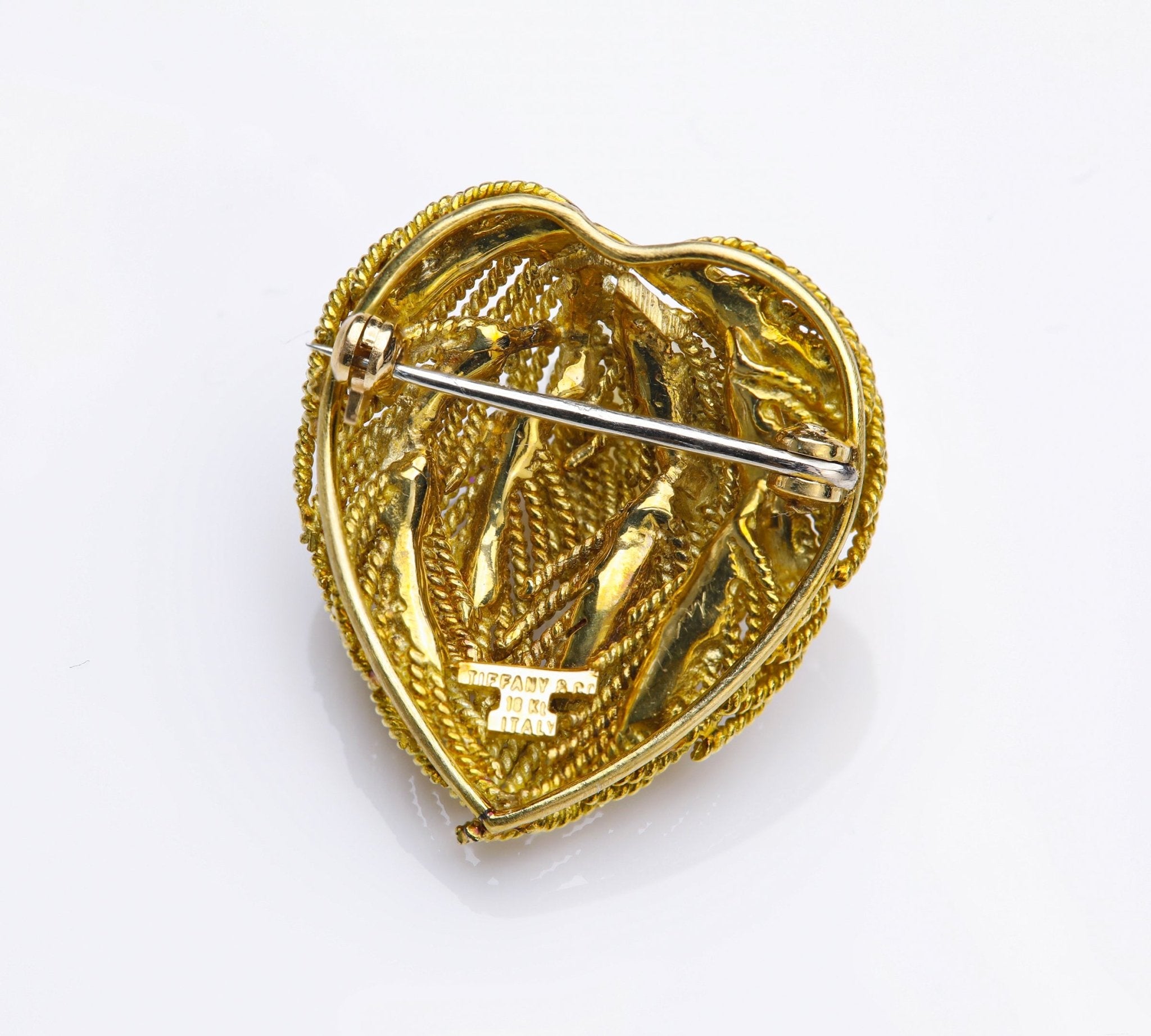 Tiffany & Co. 18K Gold Ruby Heart Brooch