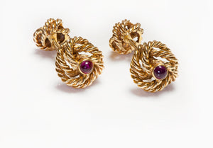 Tiffany & Co. 18K Gold Ruby Knot Cufflinks