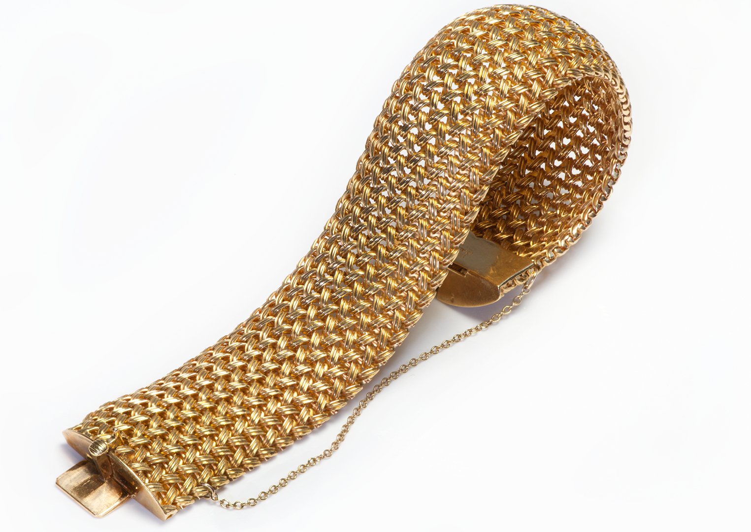 Tiffany & Co. 18K Gold Wide Woven Mesh Bracelet