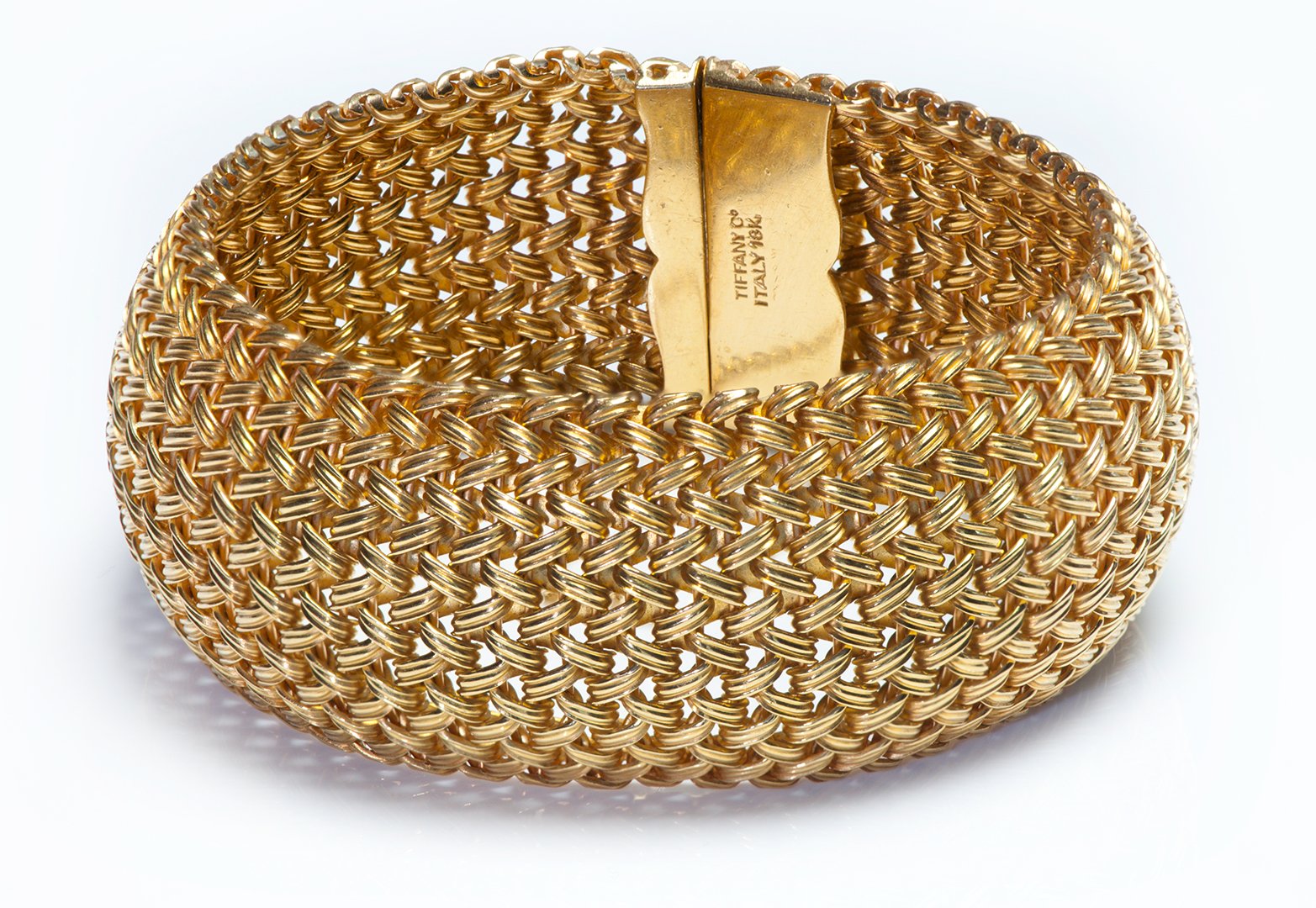 Tiffany & Co. 18K Gold Wide Woven Mesh Bracelet