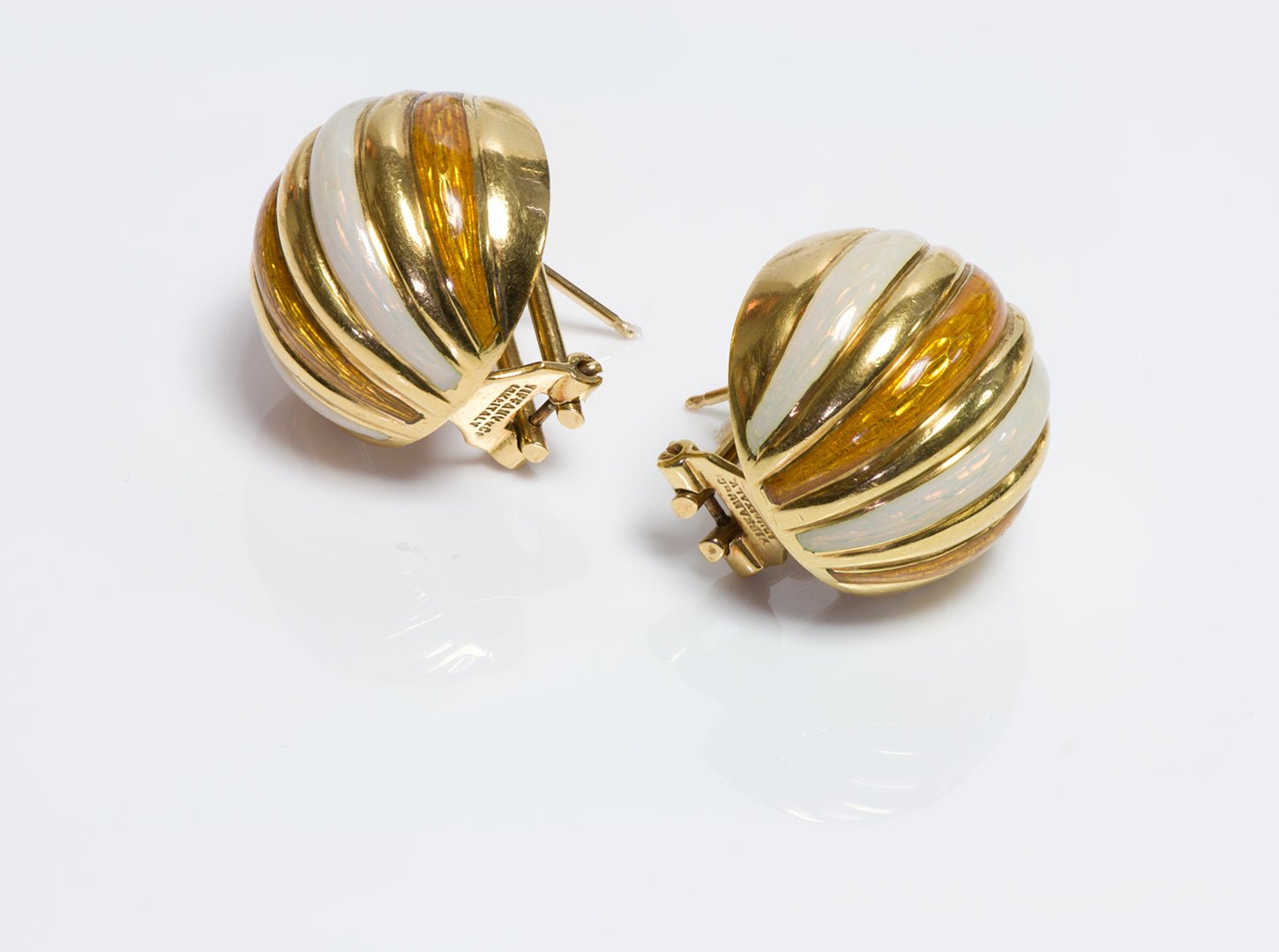 Tiffany & Co. 18K Yellow Gold Enamel Dome Earrings