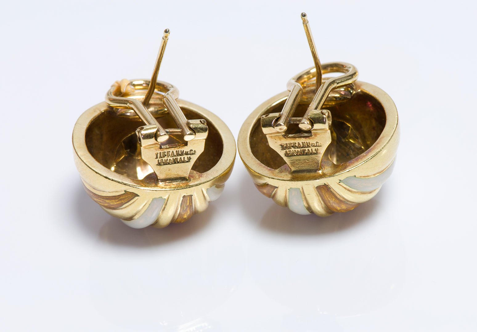Tiffany & Co. 18K Yellow Gold Enamel Dome Earrings