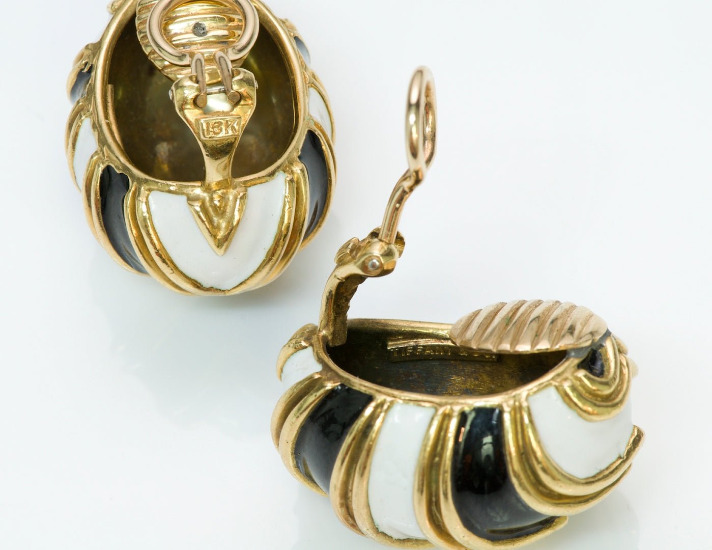 Tiffany & Co. 18K Yellow Gold Enamel Earrings