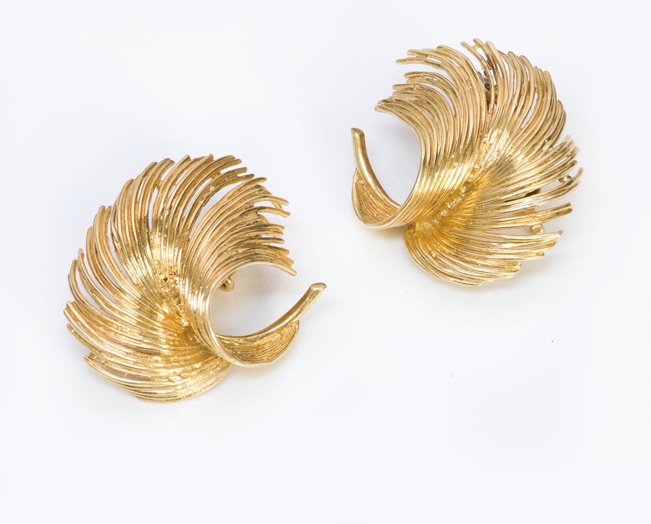Tiffany & Co. 18K Yellow Gold Feather Clip Earrings