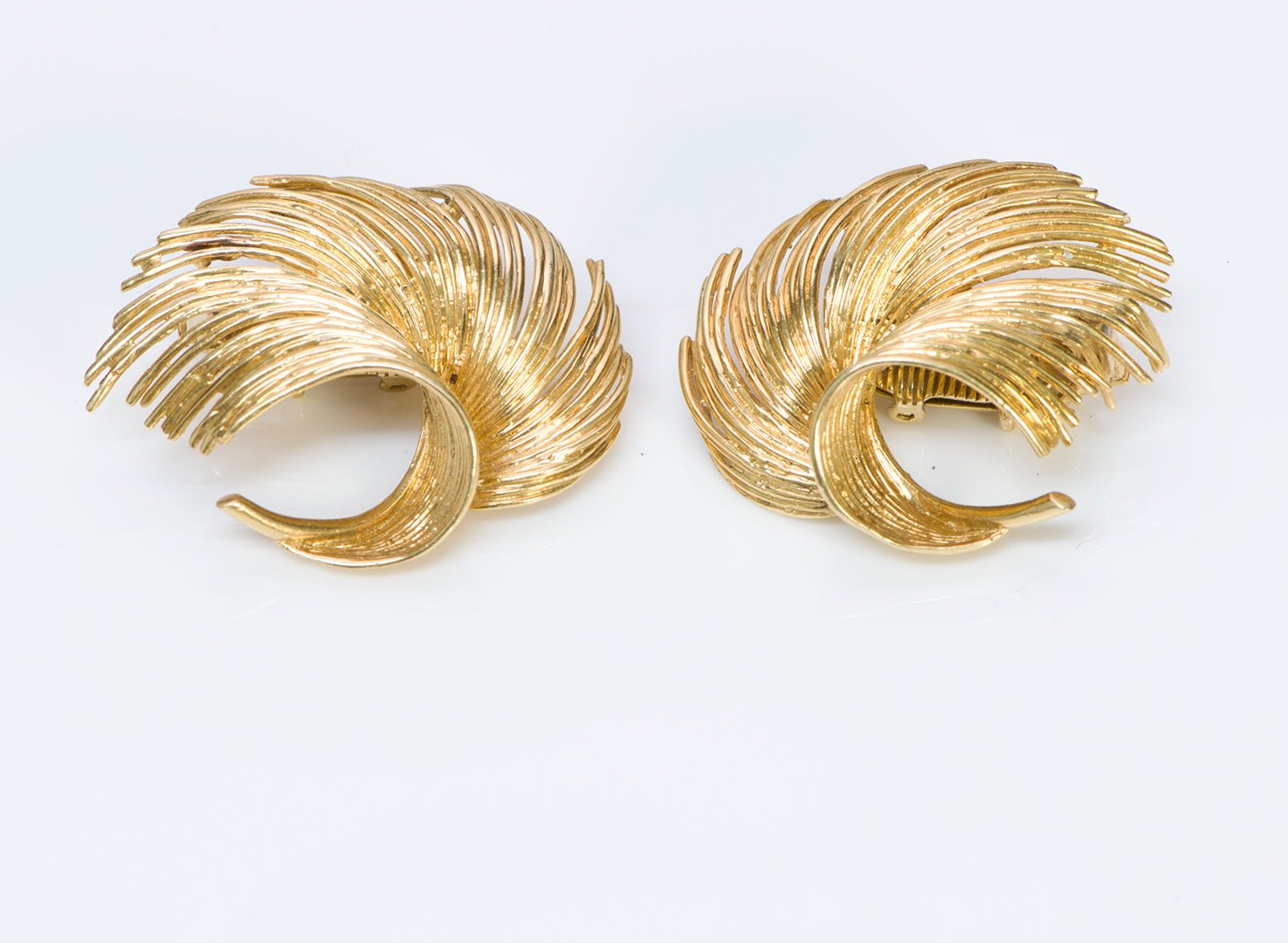 Tiffany & Co. 18K Yellow Gold Feather Clip Earrings