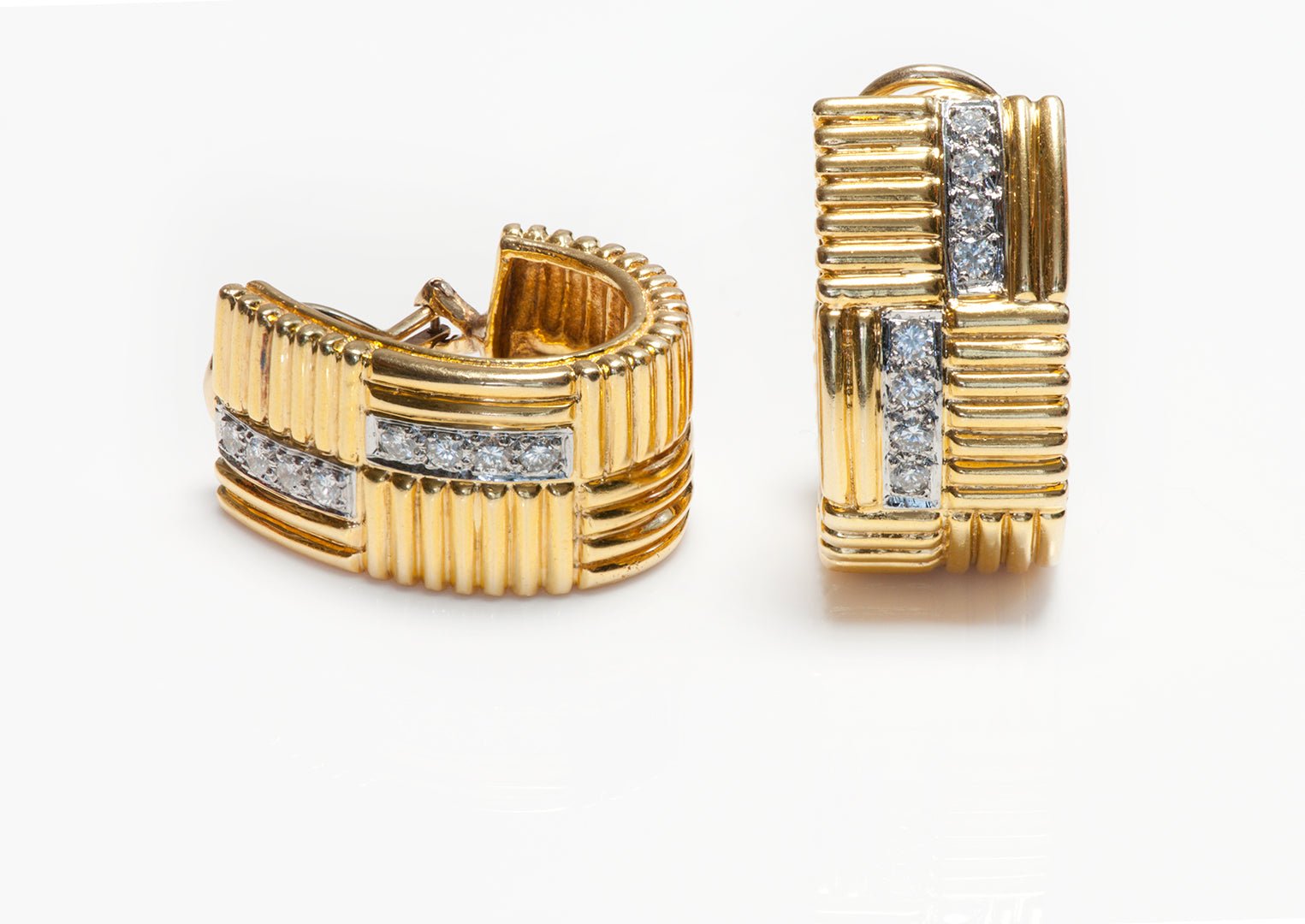 Tiffany & Co. 18K Yellow Gold Hoop Diamond Earrings