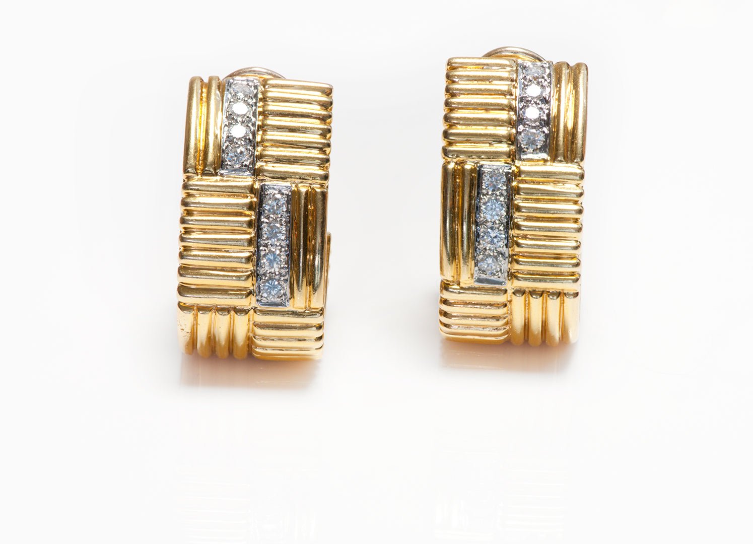 Tiffany & Co. 18K Yellow Gold Hoop Diamond Earrings