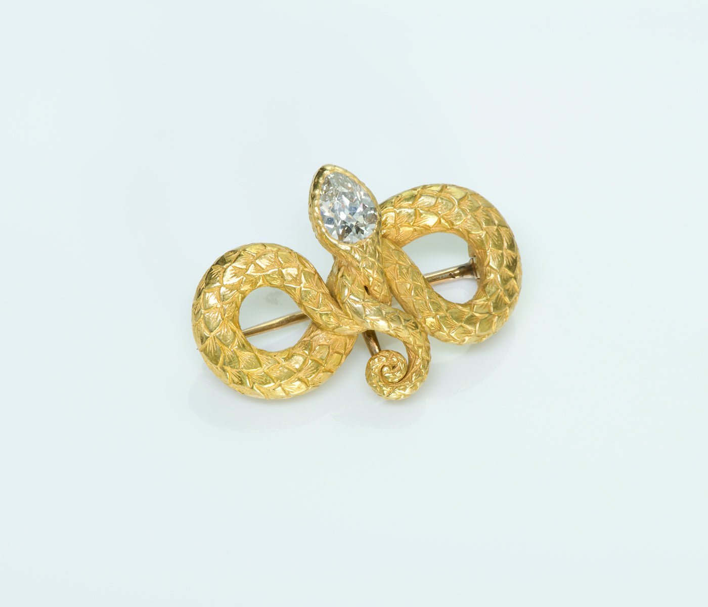 Tiffany & Co. Antique Gold Snake Diamond Brooch