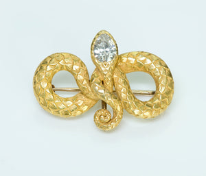 Tiffany & Co. Antique Gold Snake Diamond Brooch