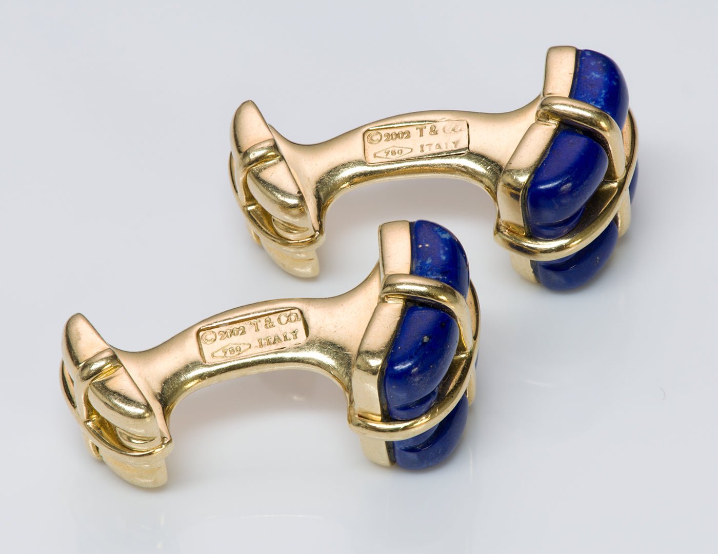 Tiffany & Co. Biscayne 18K Gold Lapis Cufflinks