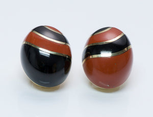 Tiffany & Co. Carnelian & Onyx Gold Earrings