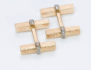 Tiffany & Co. Diamond Bar Gold Cufflinks