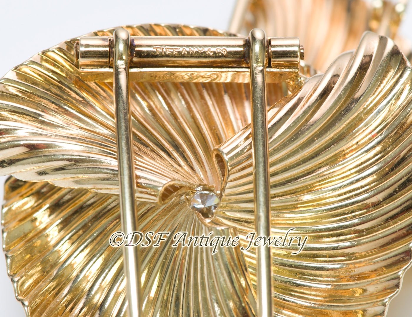 Tiffany & Co. Diamond & Gold Swirl Clips