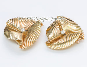 Tiffany & Co. Diamond & Gold Swirl Clips