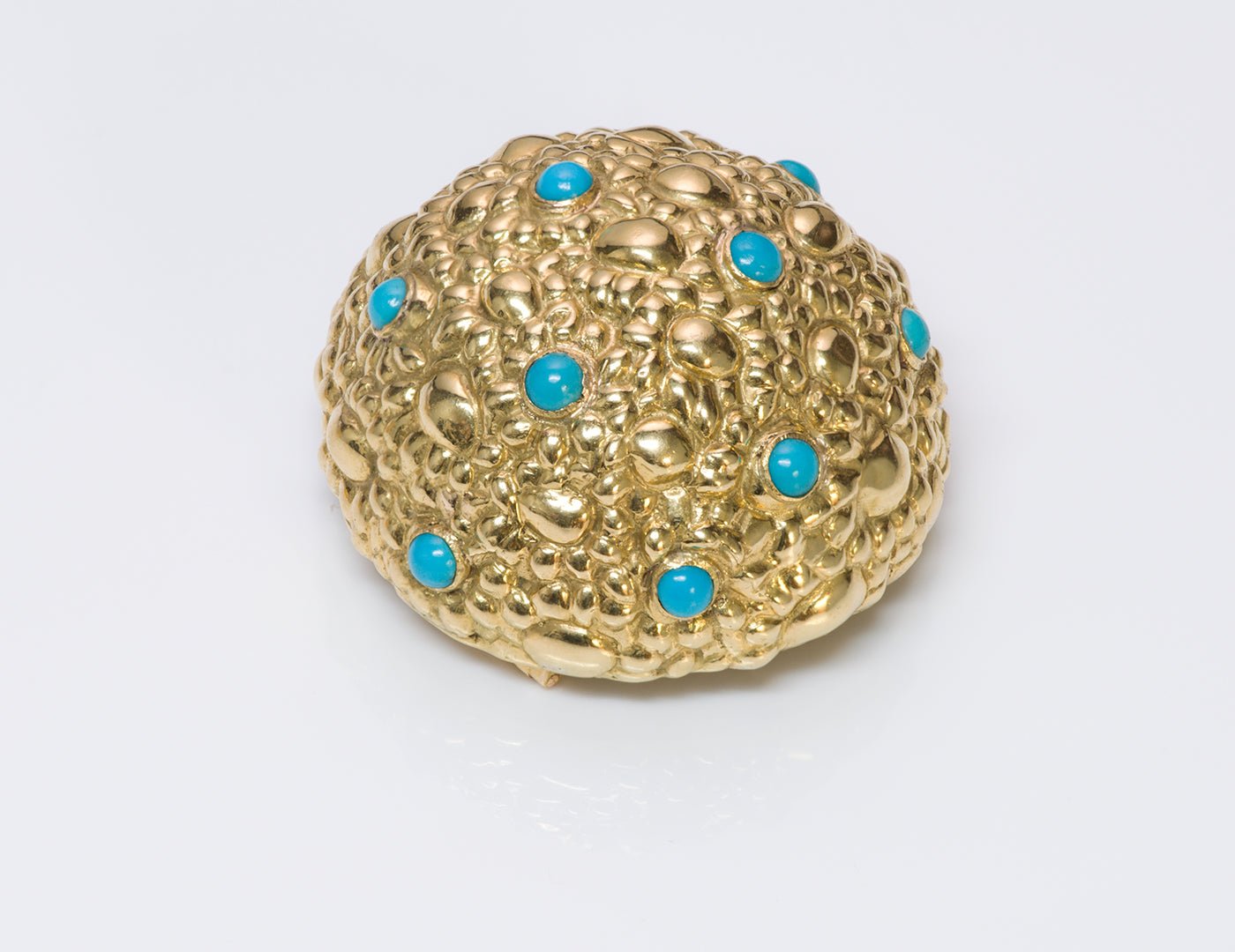 Tiffany & Co. Dome Gold Turquoise Brooch