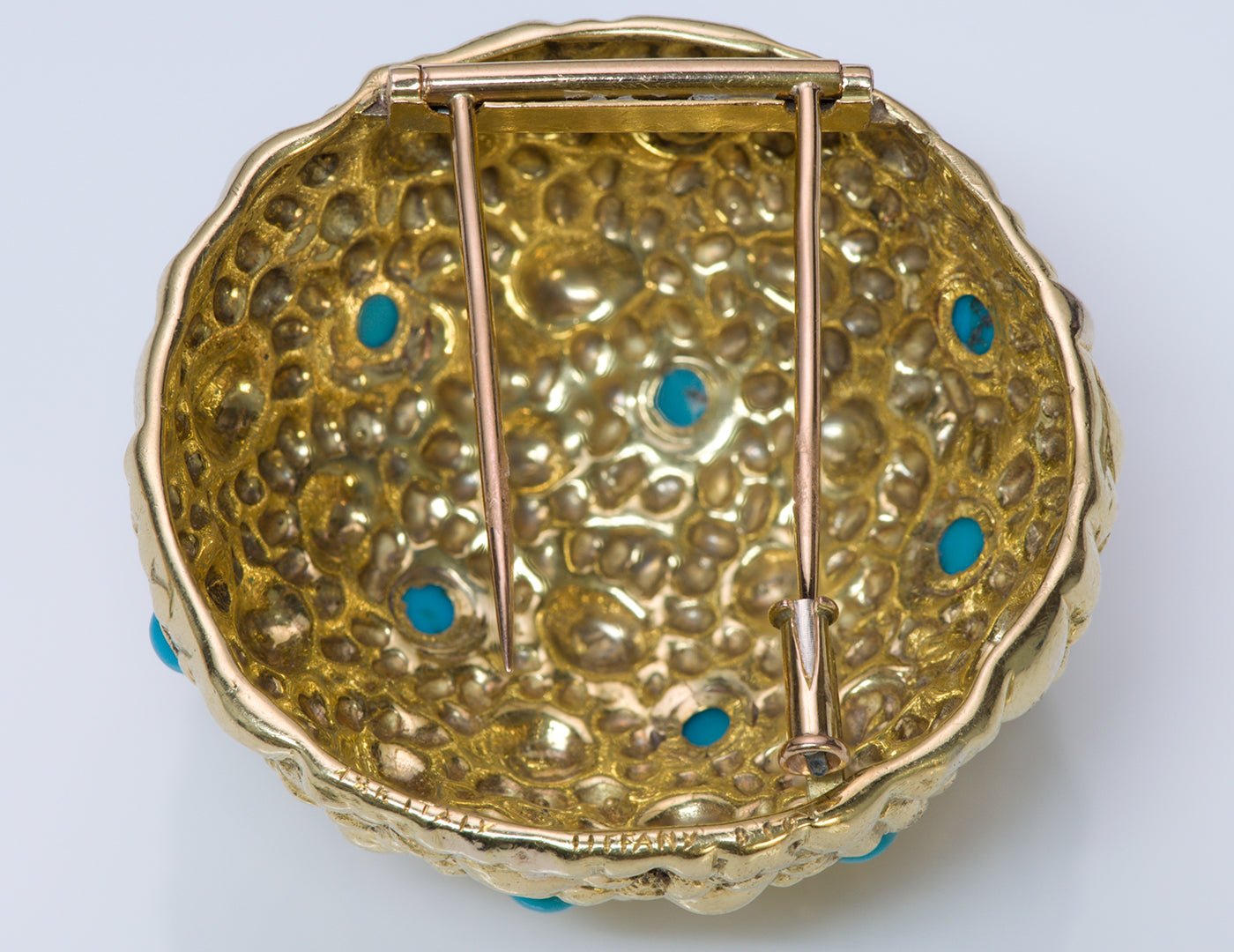 Tiffany & Co. Dome Gold Turquoise Brooch
