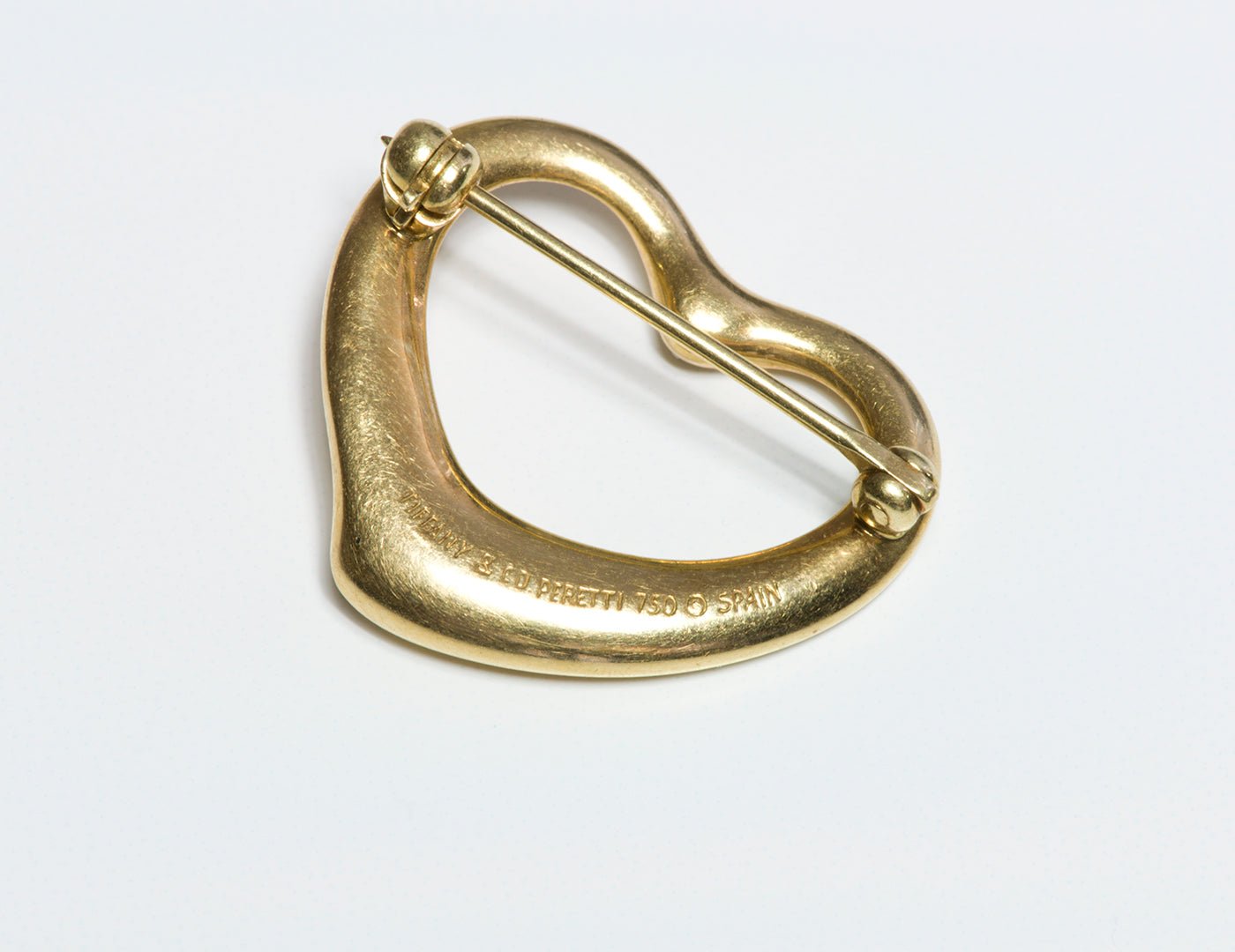 Tiffany & Co. Elsa Peretti 18K Gold Open Heart Diamond Brooch
