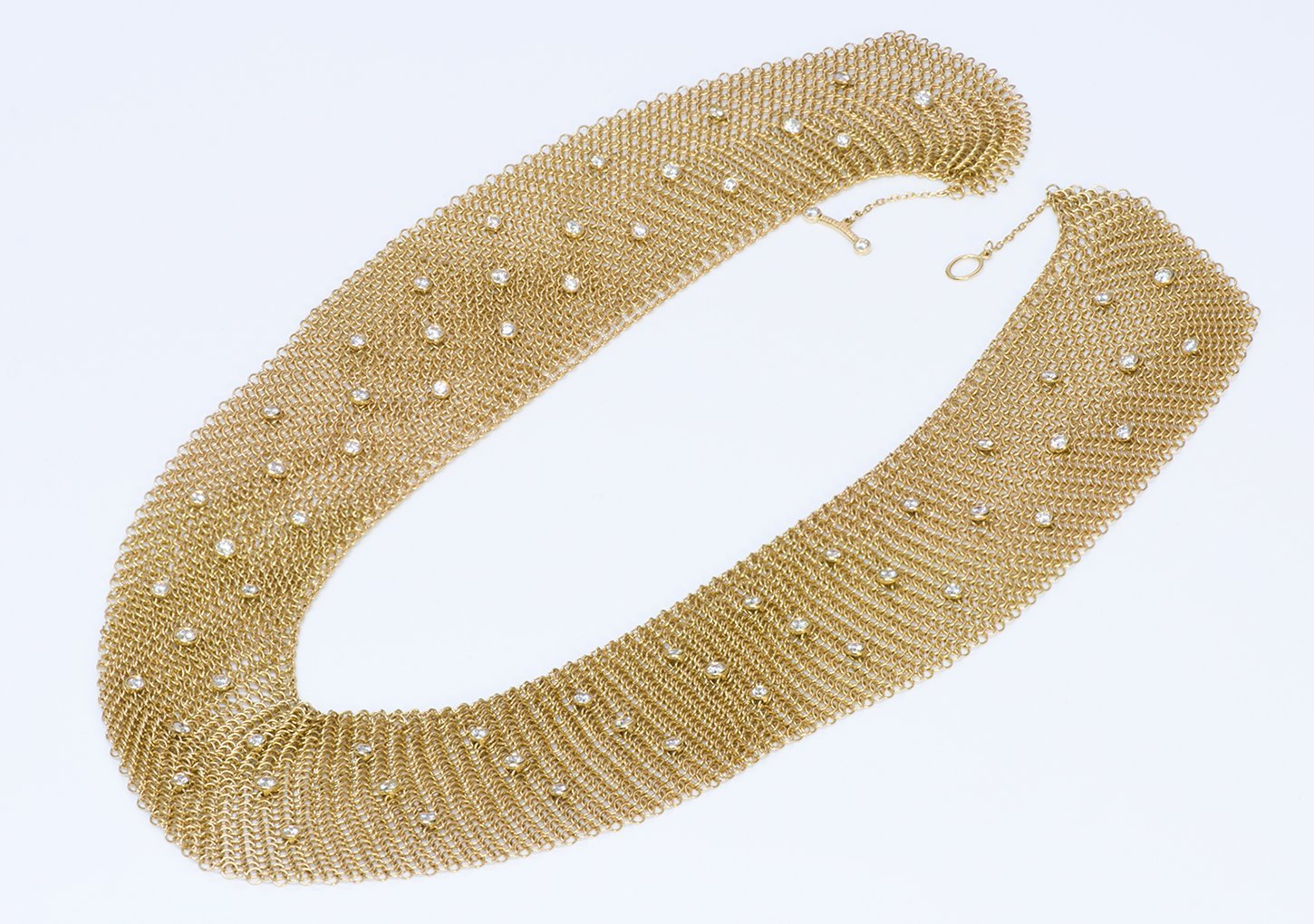 Tiffany & Co. Elsa Peretti Gold Diamond Mesh Necklace