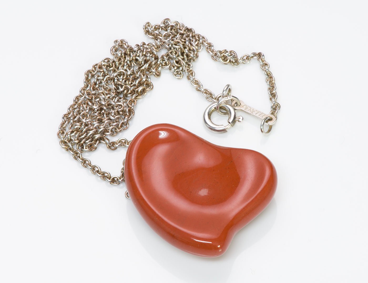Tiffany & Co. Elsa Peretti Jasper Heart Pendant Necklace