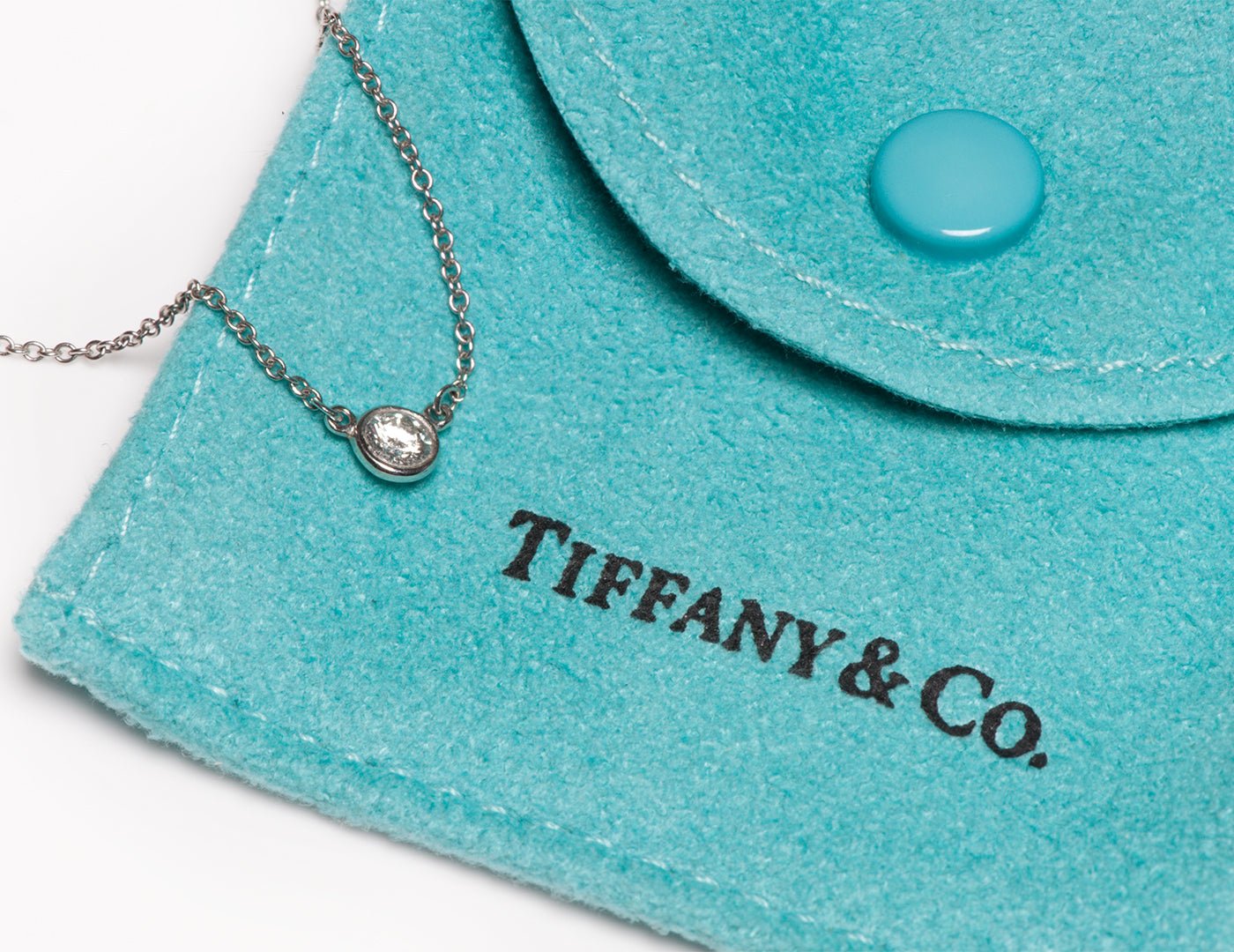 Tiffany & Co. Elsa Peretti Platinum Chain Diamonds by the Yard Single Diamond Pendant