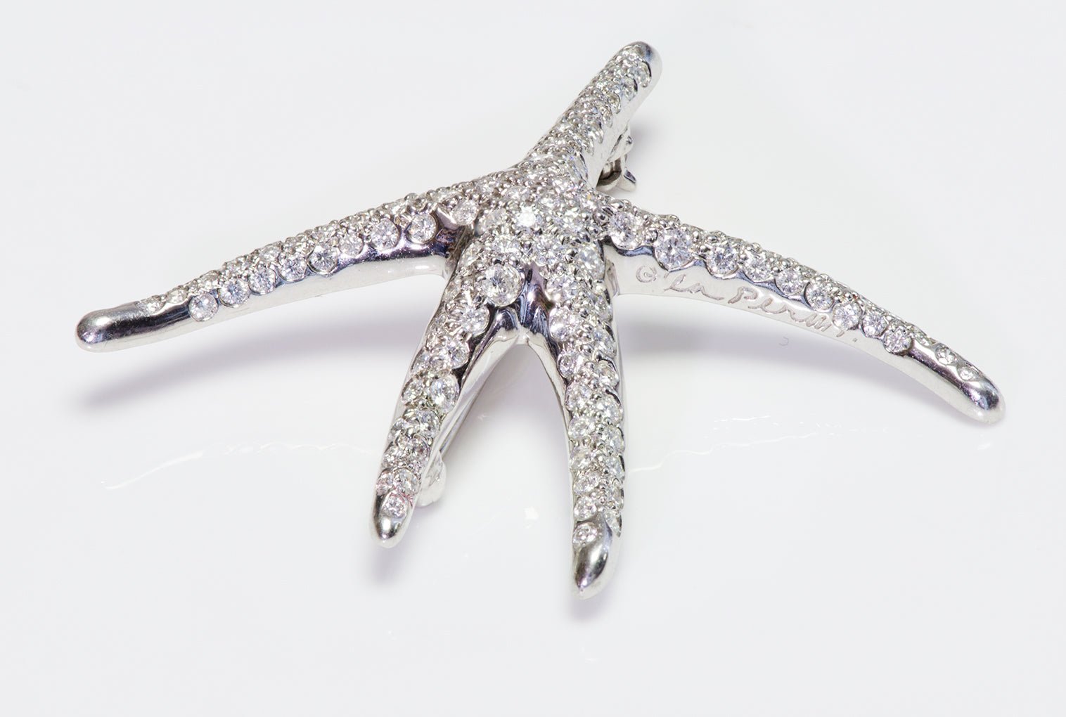 Tiffany & Co. Elsa Peretti Platinum Pave Diamond Starfish Brooch