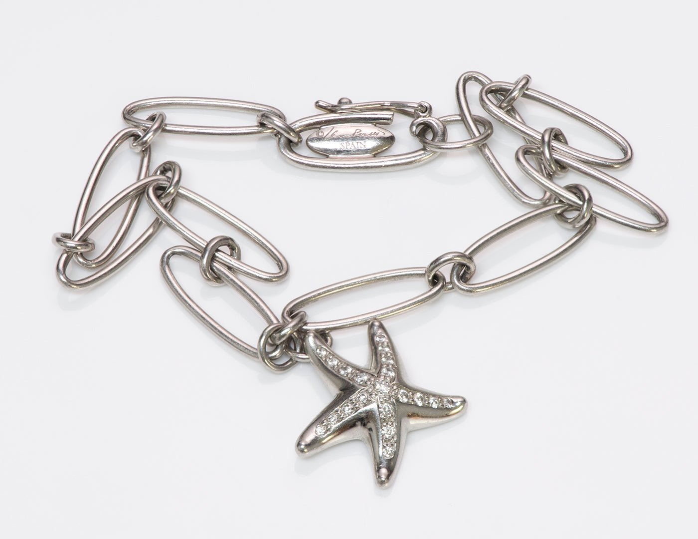Tiffany & Co. Elsa Peretti Platinum Starfish Diamond Charm Bracelet