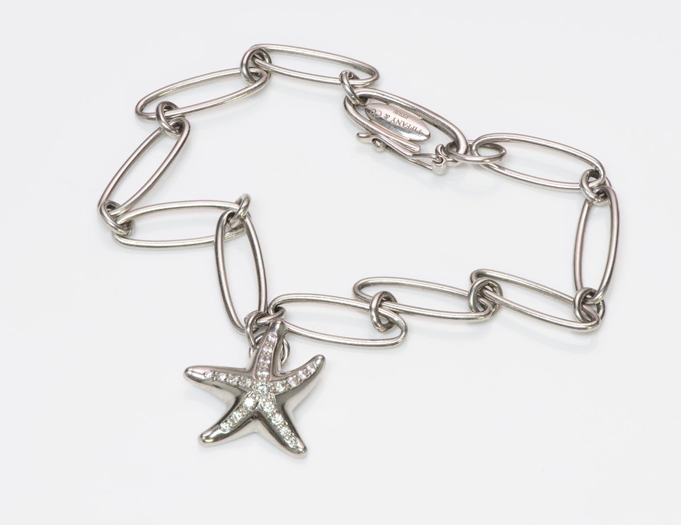 Tiffany & Co. Elsa Peretti Platinum Starfish Diamond Charm Bracelet