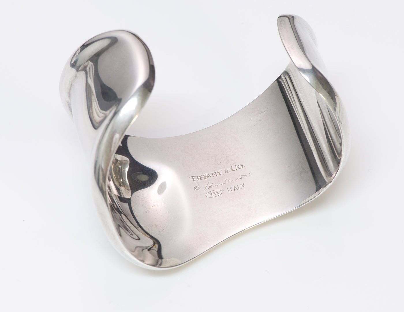 Tiffany & Co. Elsa Peretti Sterling Silver Bone Cuff Bracelet Left Wrist