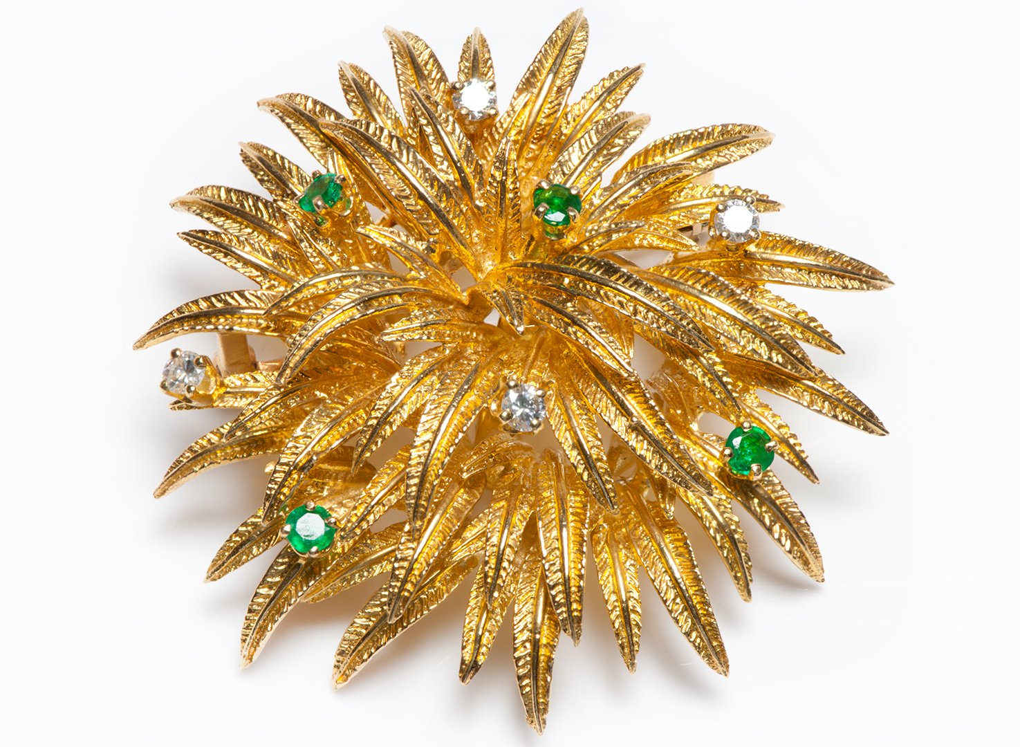 Tiffany & Co. Emerald Diamond 18K Gold Brooch