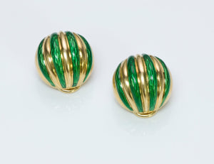 Vintage Tiffany & Co. 18K Yellow Enamel Gold Earrings