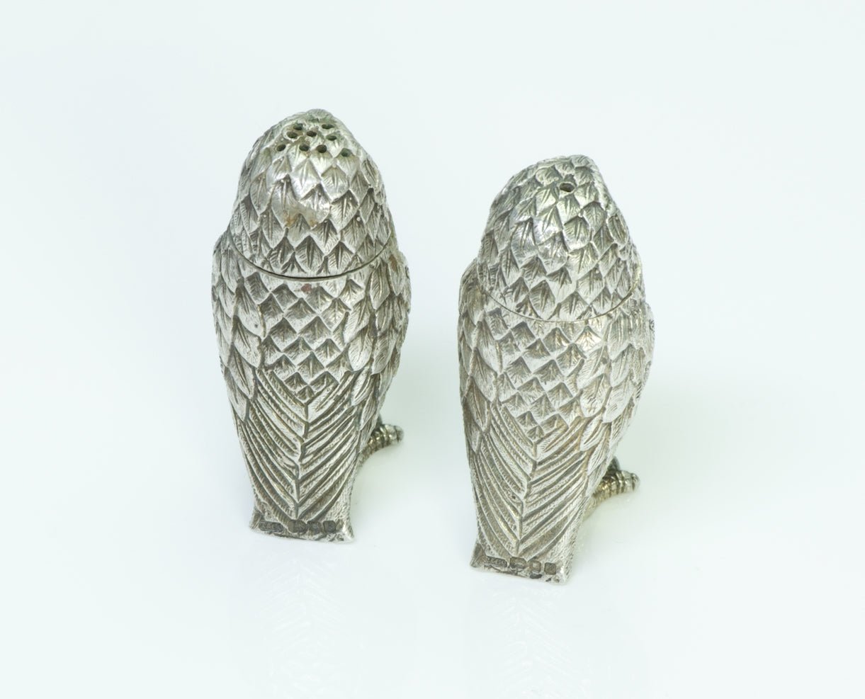 Tiffany & Co. England Vintage Silver Owl Salt & Pepper Shakers