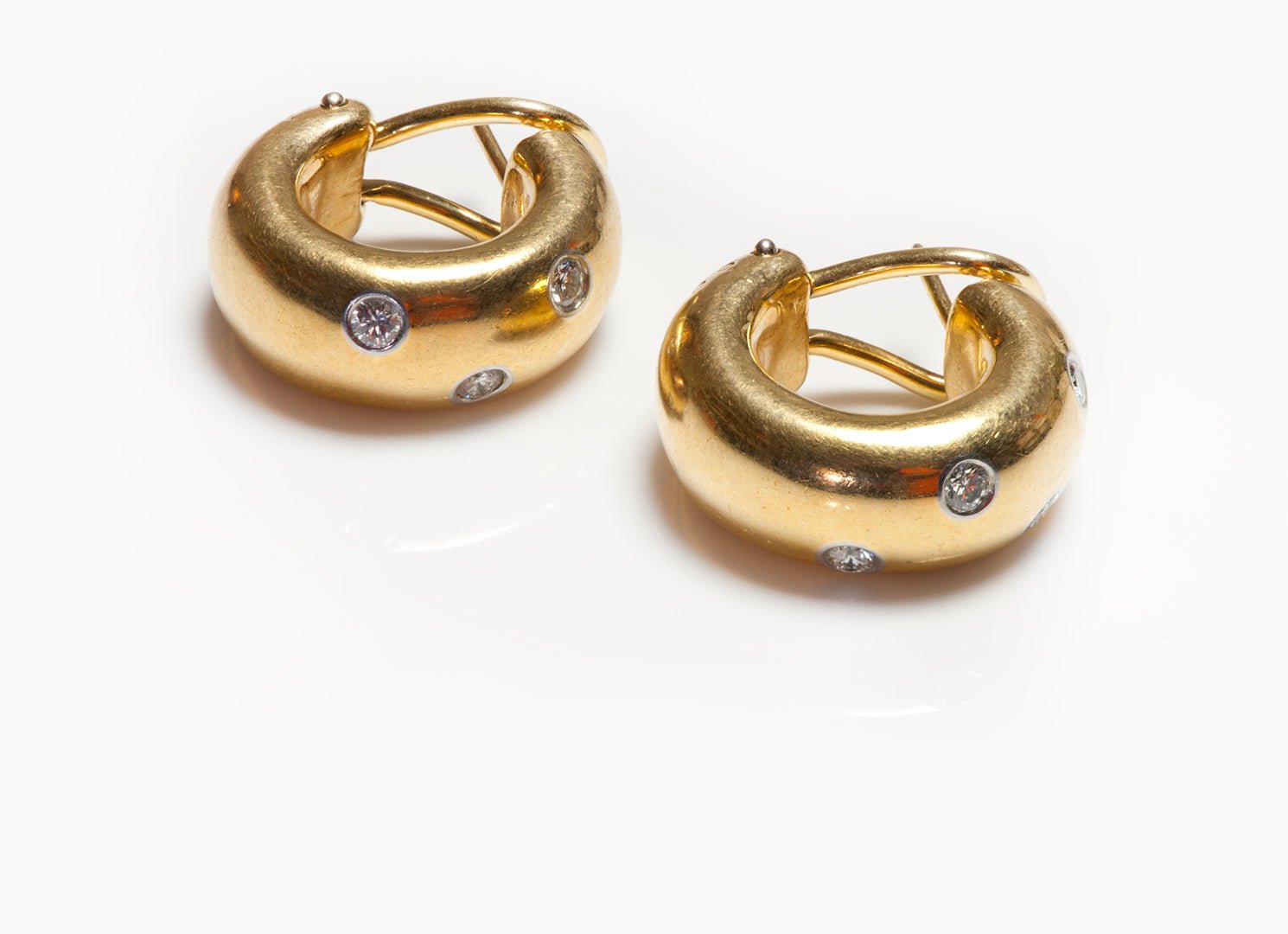Tiffany & Co. Etoile Diamond Gold Platinum Hoop Earrings