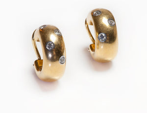 Tiffany & Co. Etoile Diamond Gold Platinum Hoop Earrings