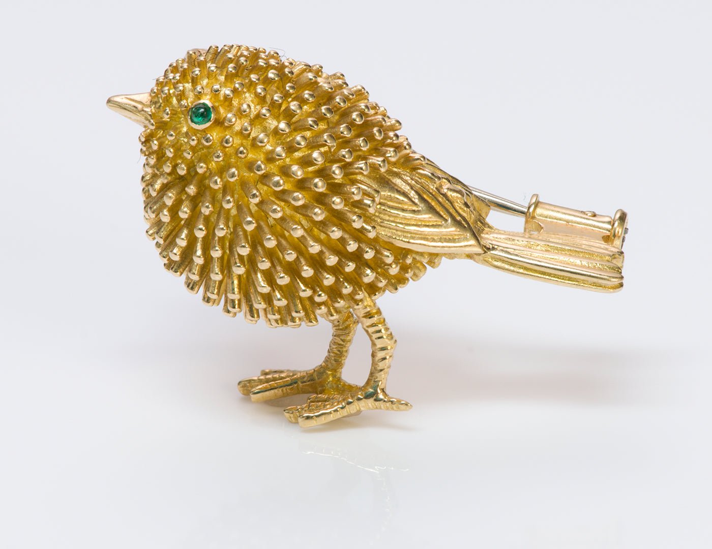 Tiffany & Co. France 18K Gold Emerald Bird Brooch