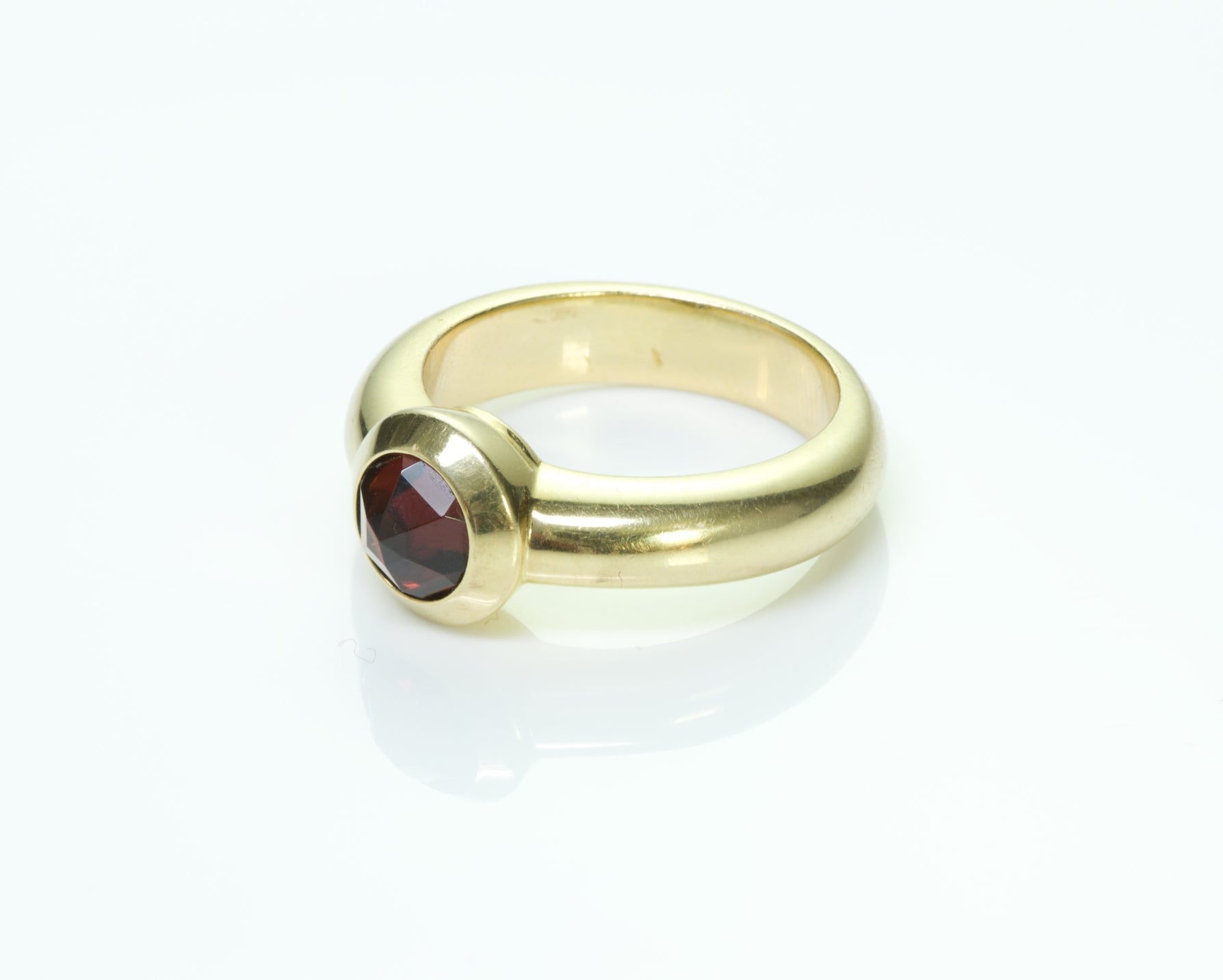 Tiffany & Co. France 18K Gold Garnet Solitaire Ring