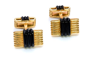 Tiffany & Co. France 18K Yellow Gold Onyx Cufflinks