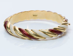 Tiffany & Co. 18K Yellow Gold White and red Enamel Bracelet