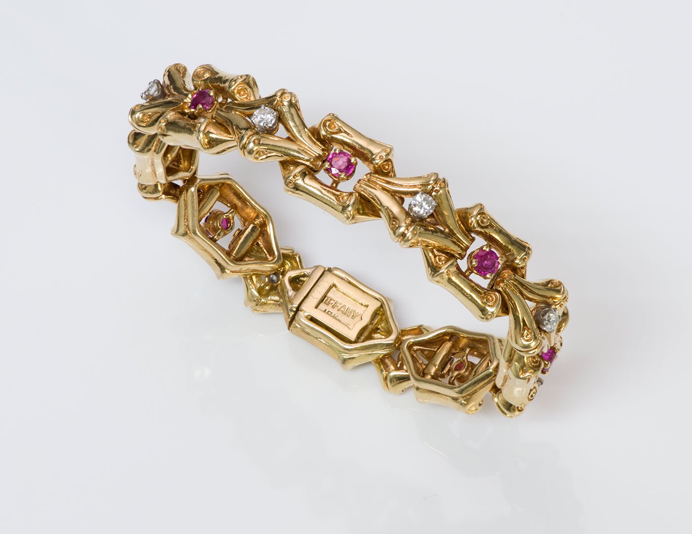 Tiffany & Co. Gold Ruby Bamboo Bracelet