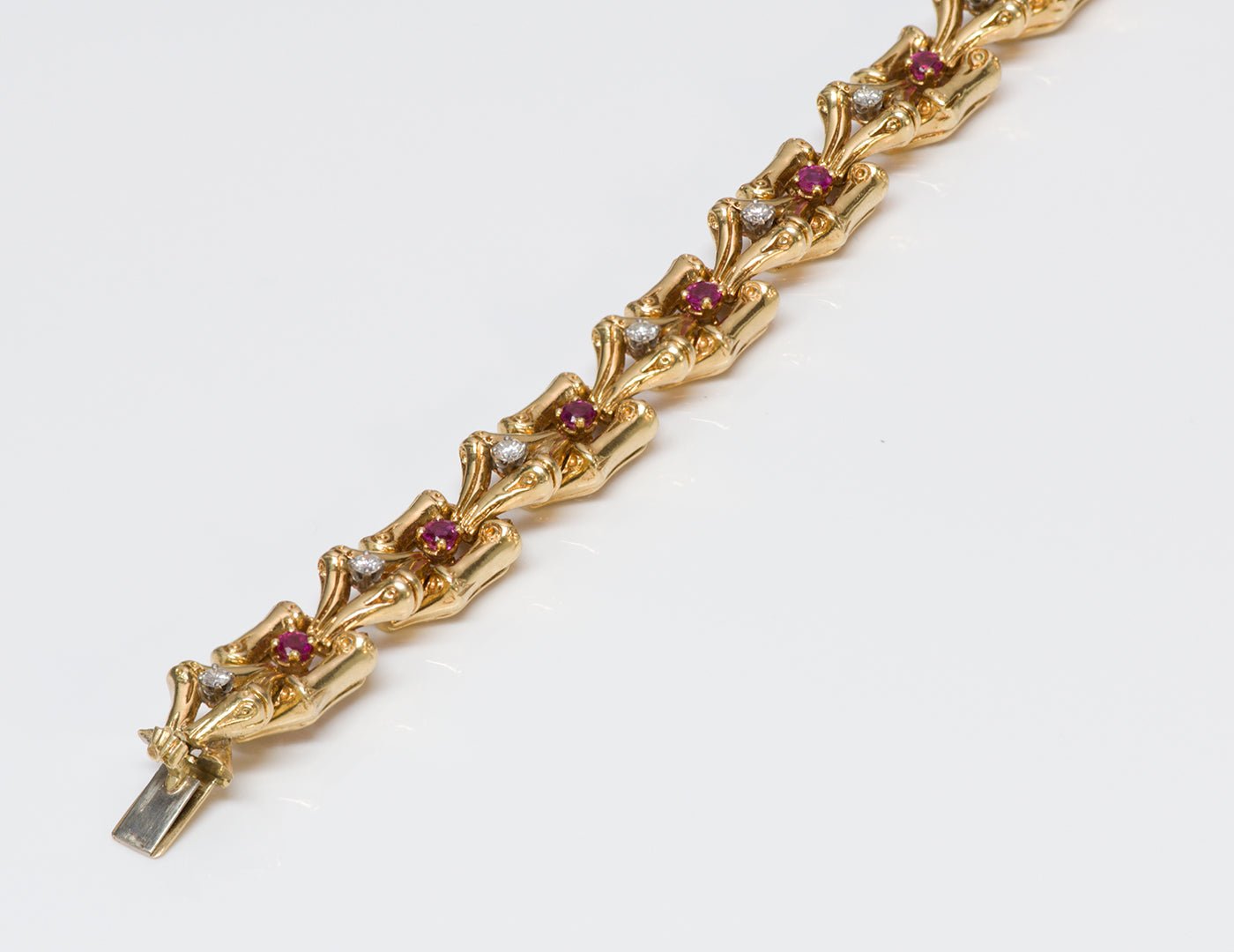 Tiffany & Co. Gold Ruby Bamboo Bracelet