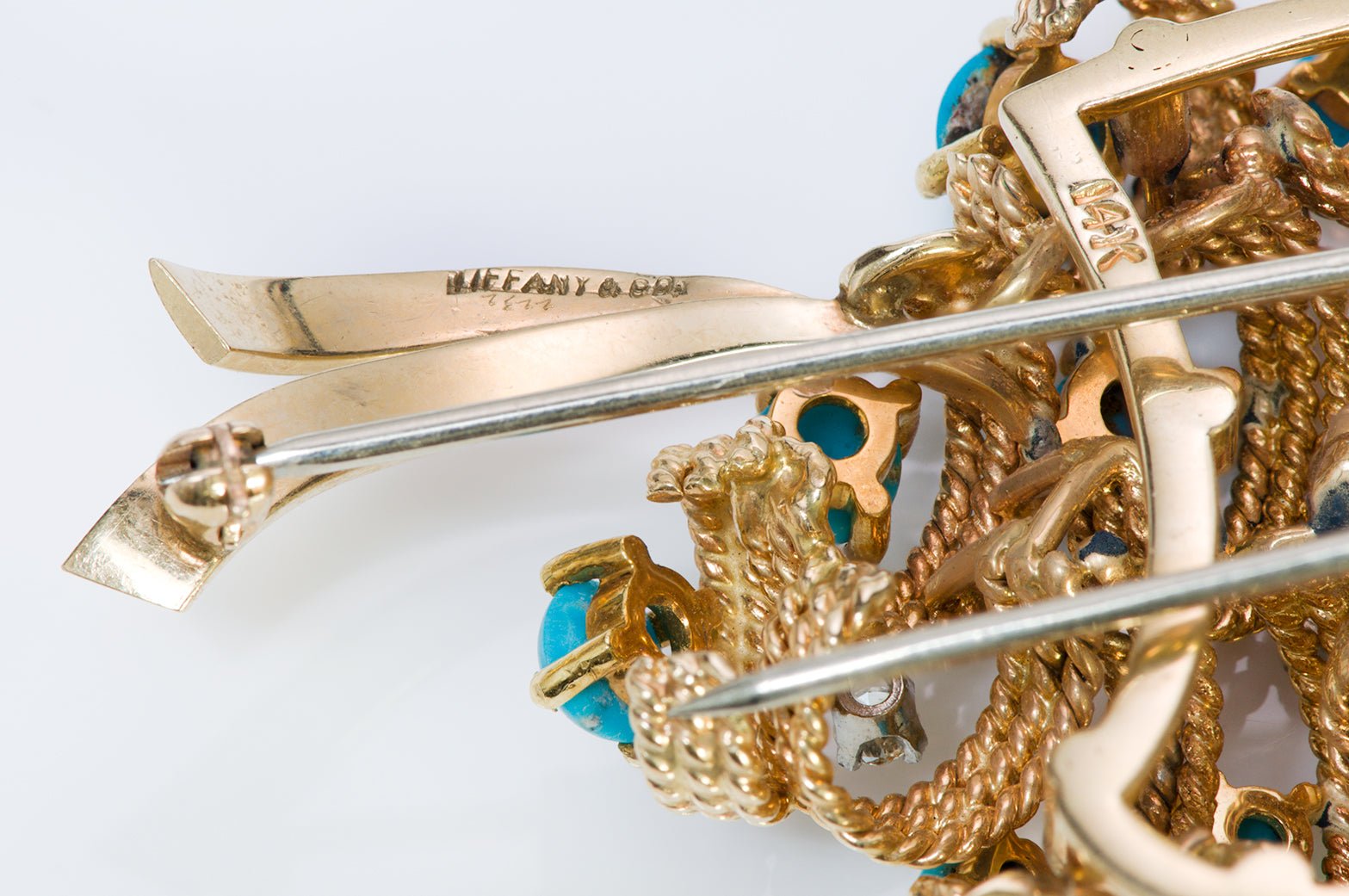 Tiffany & Co. Gold Turquoise Diamond Brooch