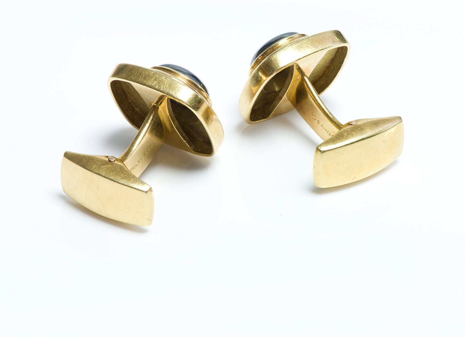 Tiffany & Co. Leo De Vroomen 18K Gold Hematite Enamel Cufflinks