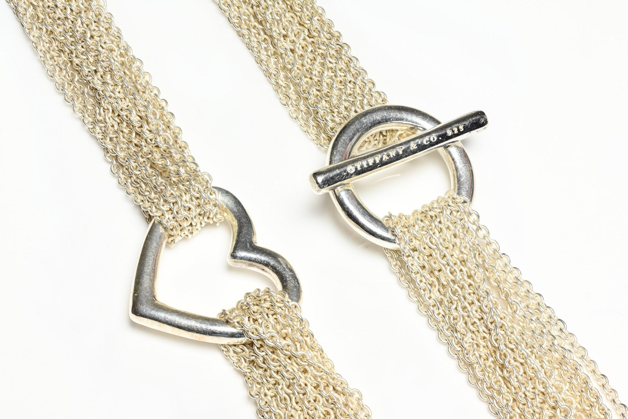 Tiffany & Co. Multi Strand Chain Heart Toggle Closure Necklace 20 Inches
