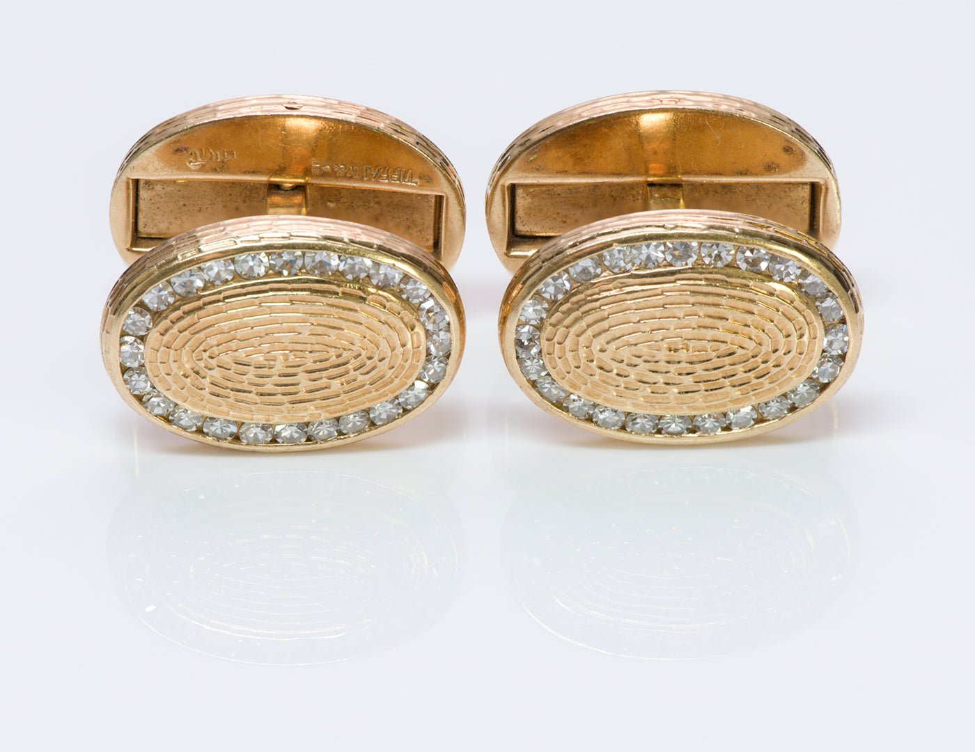 Tiffany & Co. Oval Diamond Gold Cufflinks