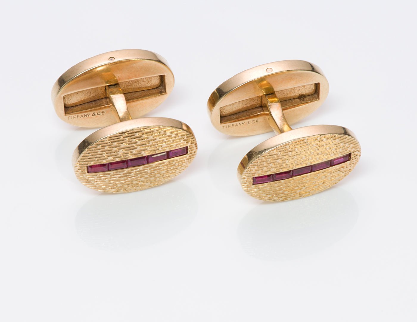 Tiffany & Co. Oval Ruby Gold Cufflinks