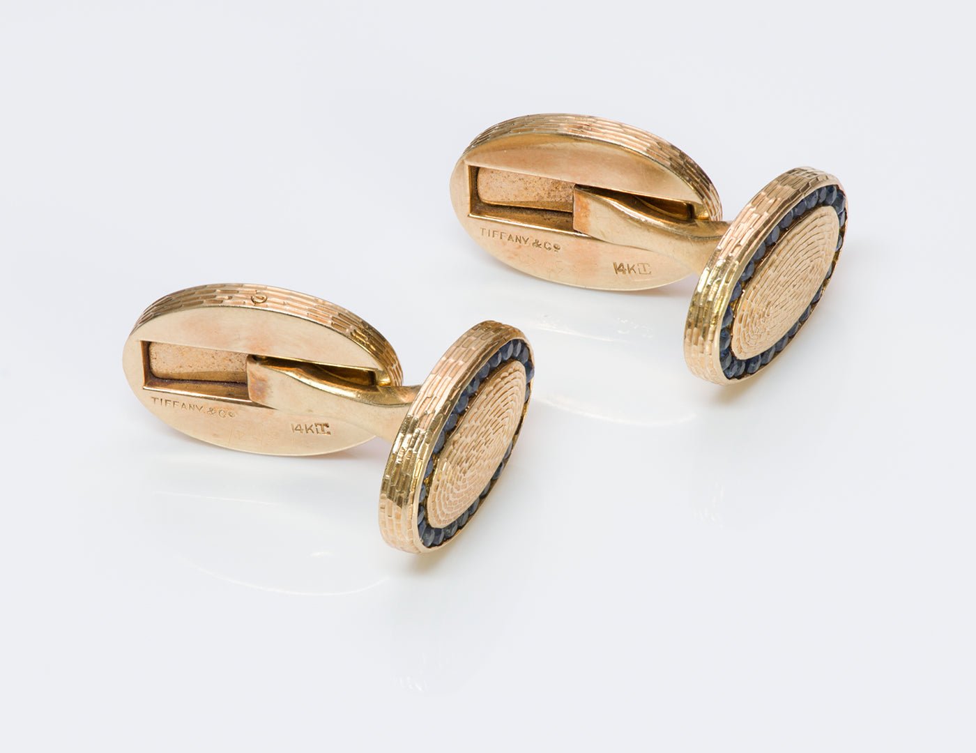 Tiffany & Co. Oval Sapphire Gold Cufflinks