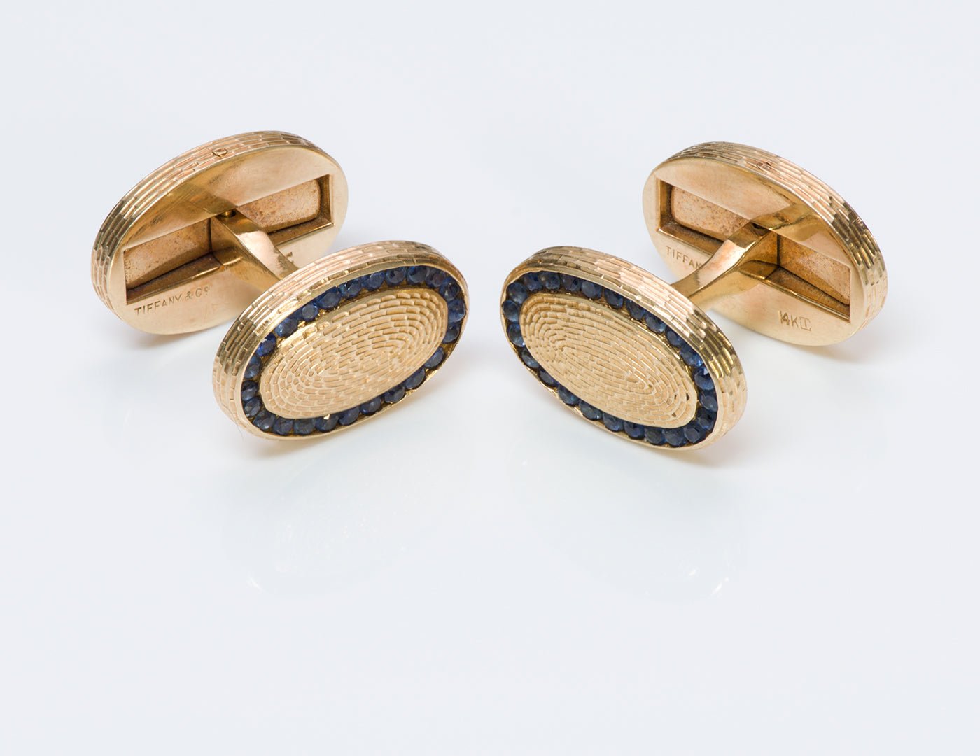 Tiffany & Co. Oval Sapphire Gold Cufflinks