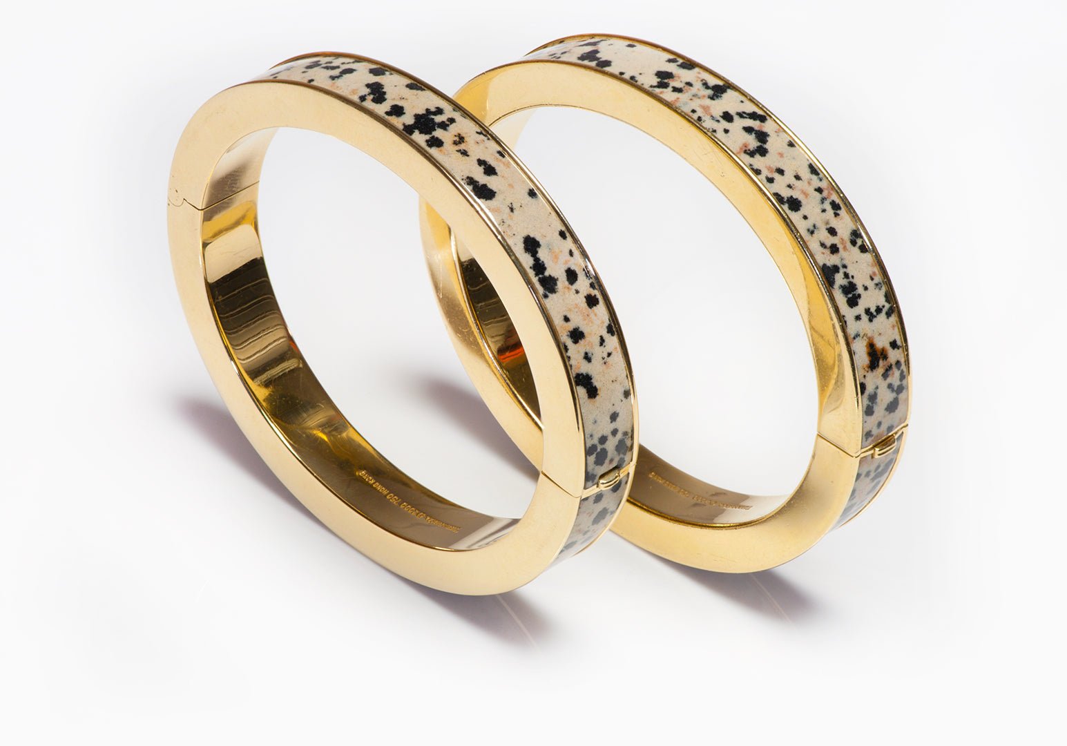 Tiffany & Co. Pair of 18K Yellow Gold Enamel Bangles Bracelets