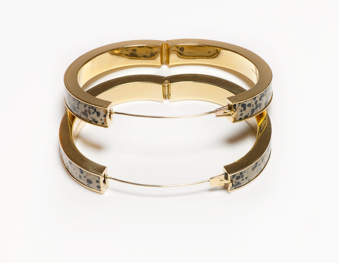 Tiffany & Co. Pair of 18K Yellow Gold Enamel Bangles Bracelets