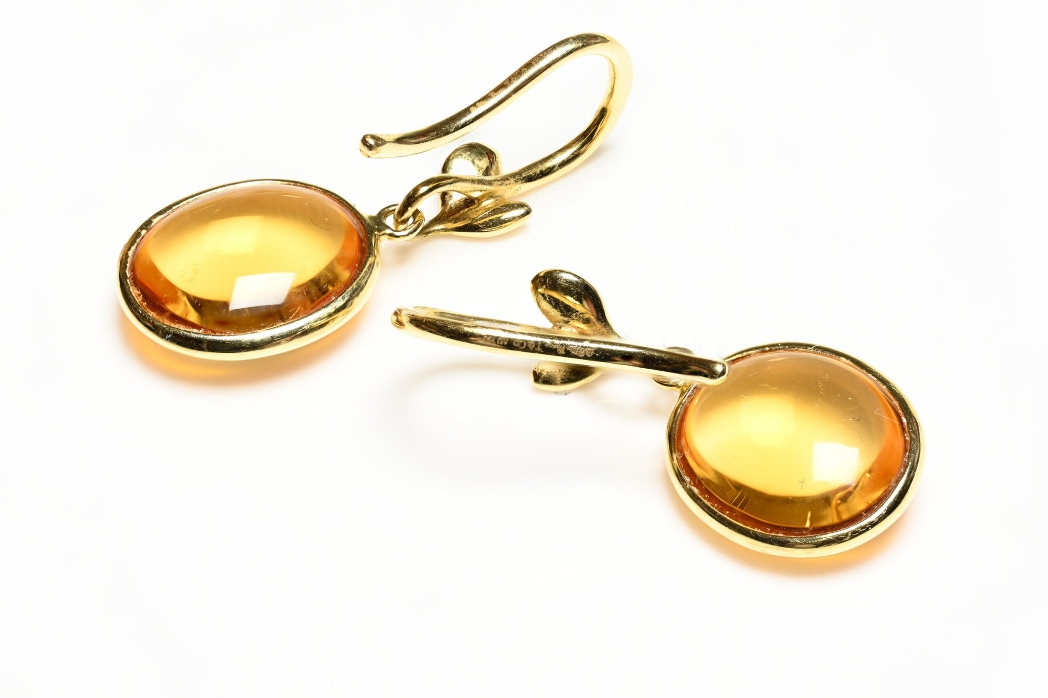 Tiffany & Co. Paloma Picasso 18K Gold Citrine Olive Leaf Drop Earrings