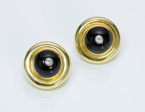 Tiffany & Co. Paloma Picasso 18K Gold Diamond Onyx Earrings